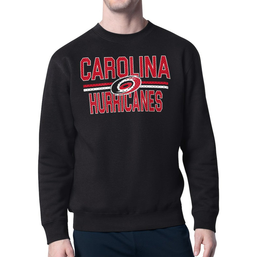Carolina Hurricanes Starter Mesh Look Team Name Logo Pullover Sweatshirt - Black | US 202296936