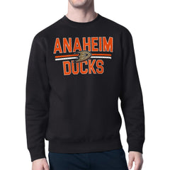Anaheim Ducks Starter Mesh Look Team Name Logo Pullover Sweatshirt - Black | US 202296940