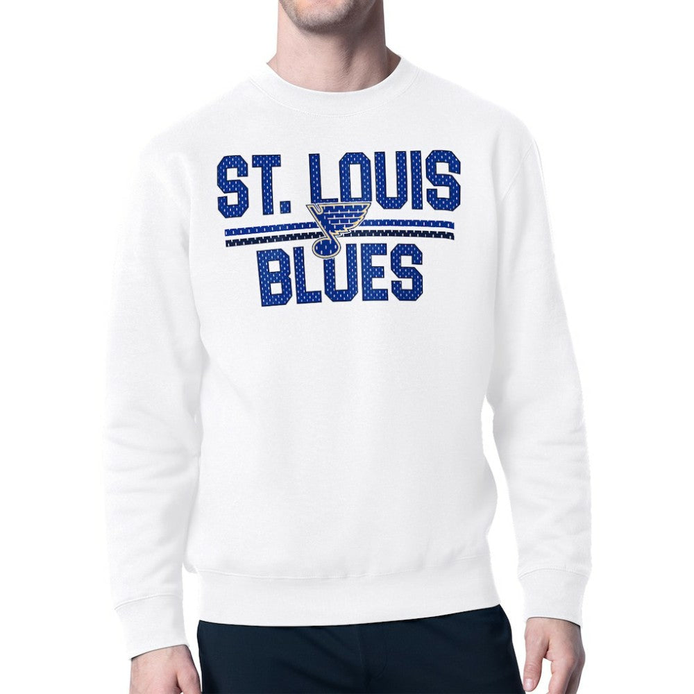 St. Louis Blues Starter Mesh Look Team Name Logo Pullover Sweatshirt - White | US 202296941