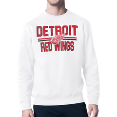 Detroit Red Wings Starter Mesh Look Team Name Logo Pullover Sweatshirt - White | US 202296946