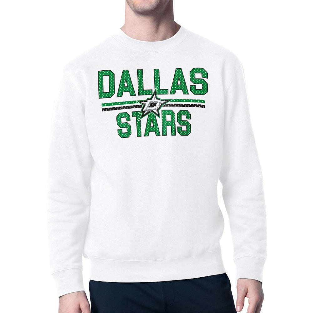 Dallas Stars Starter Mesh Look Team Name Logo Pullover Sweatshirt - White | US 202296948