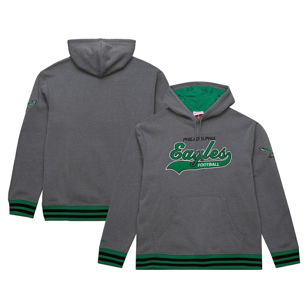 Philadelphia Eagles Vintage Logo Snow Washed Fleece Pullover Hoodie - Heather Gray Hoodies
