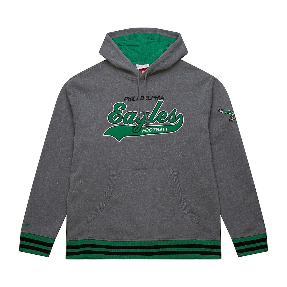 Philadelphia Eagles Vintage Logo Snow Washed Fleece Pullover Hoodie - Heather Gray Hoodies