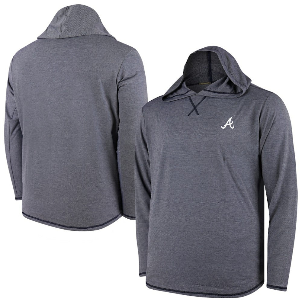 Atlanta Braves Butter Stripe Tri-Blend Long Sleeve Hoodie T-Shirt - Navy Hoodies