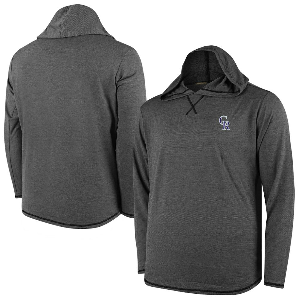 Colorado Rockies Butter Stripe Tri-Blend Long Sleeve Hoodie T-Shirt - Black Hoodies
