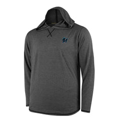 Miami Marlins Butter Stripe Tri-Blend Long Sleeve Hoodie T-Shirt - Black Hoodies