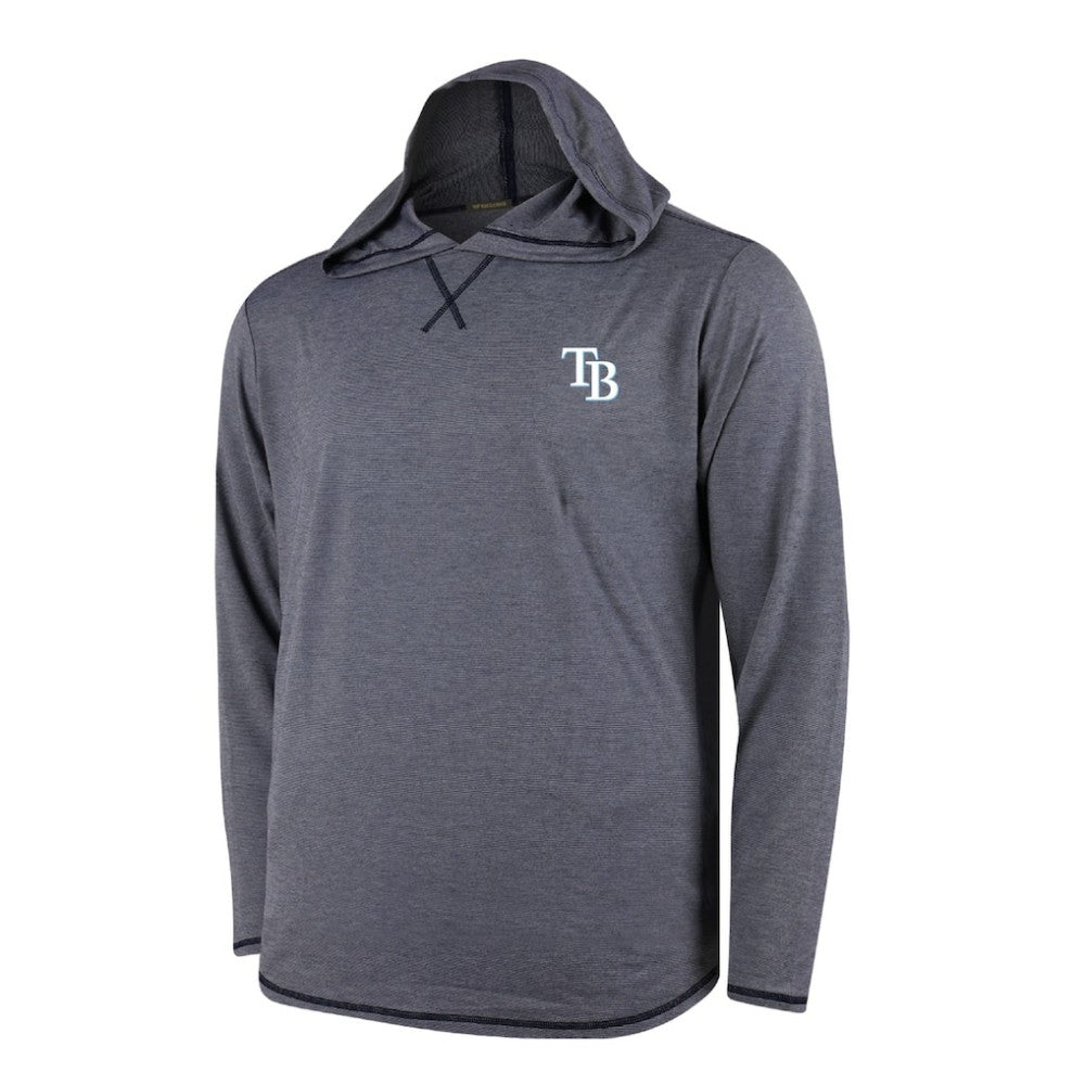 Tampa Bay Rays Butter Stripe Tri-Blend Long Sleeve Hoodie T-Shirt - Navy Hoodies