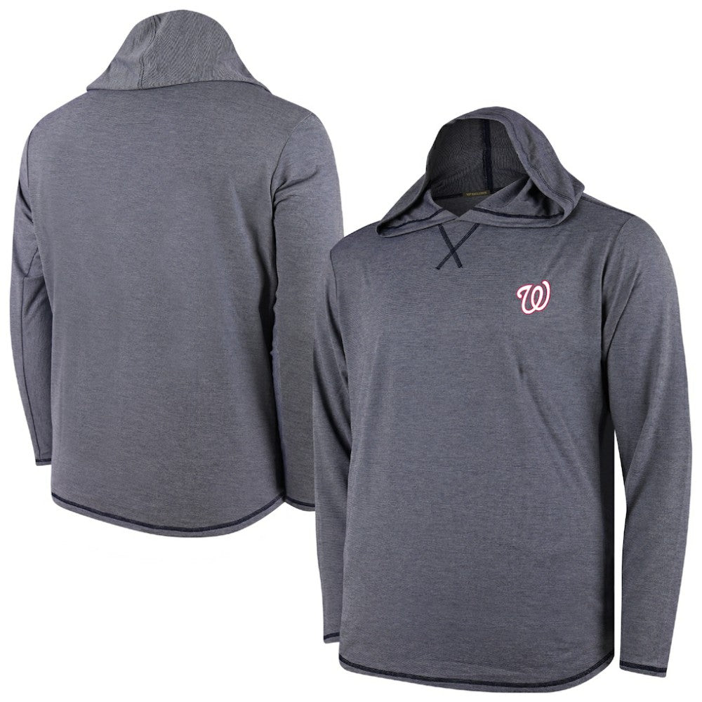 Washington Nationals Butter Stripe Tri-Blend Long Sleeve Hoodie T-Shirt - Navy Hoodies