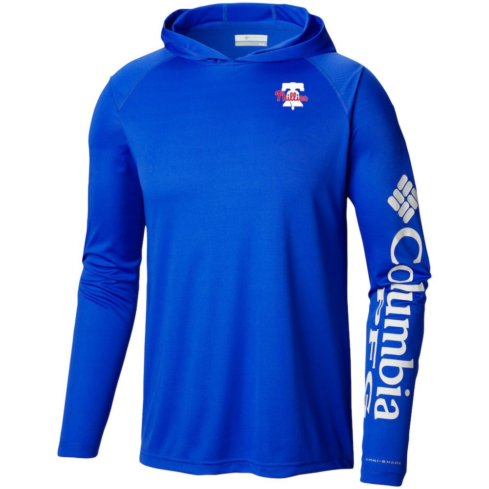 Philadelphia Phillies Columbia Omni-Wick Terminal Tackle Raglan Long Sleeve Hoodie T-Shirt - Royal Hoodies