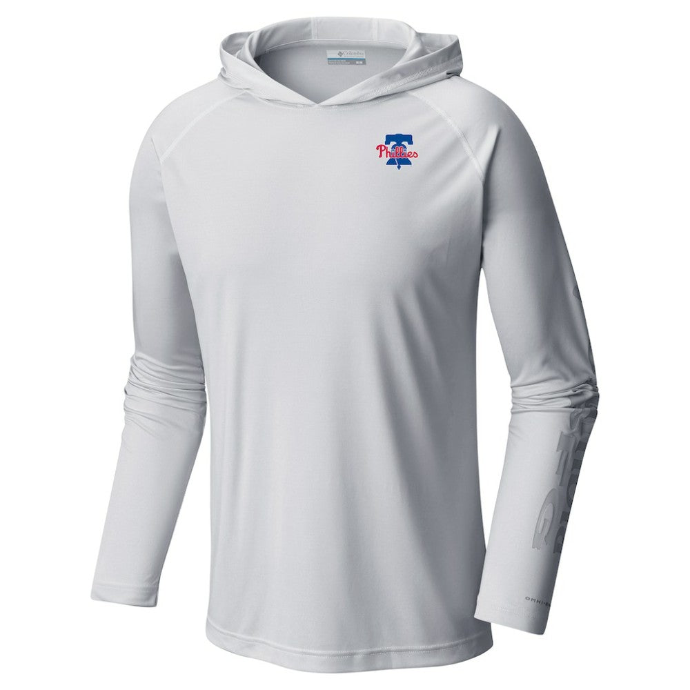 Philadelphia Phillies Columbia Omni-Wick Terminal Tackle Raglan Long Sleeve Hoodie T-Shirt - White Hoodies