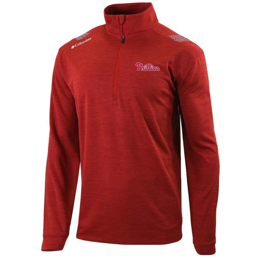 Philadelphia Phillies Columbia Oakland Downs Omni-Wick Quarter-Zip Top - Red Tops