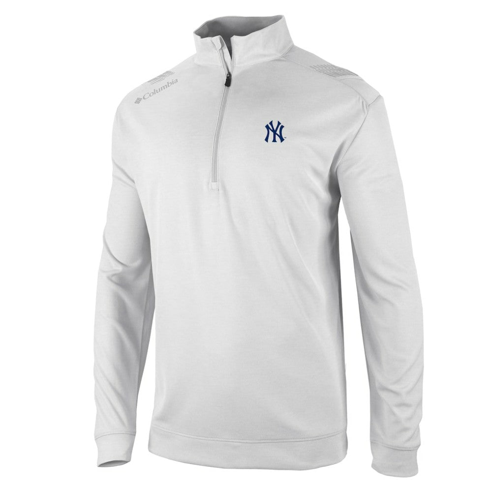 New York Yankees Columbia Oakland Downs Omni-Wick Quarter-Zip Top - White Tops
