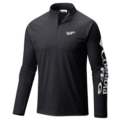 Los Angeles Dodgers Columbia Terminal Tackle Raglan Omni-Shade Quarter-Zip Pullover Top - Black Pullover