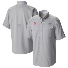 Philadelphia Phillies Columbia Omni-Wick Low Drag Offshore Button-Up Shirt - Gray