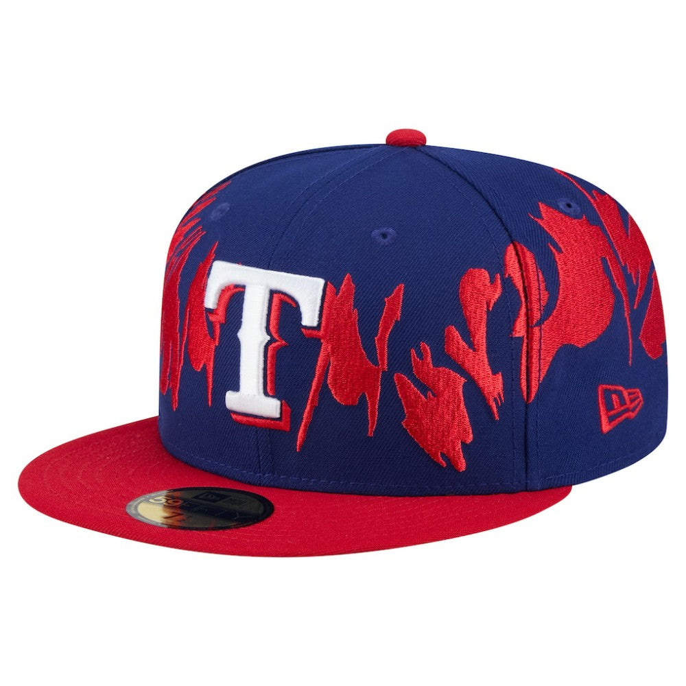 Texas Rangers New Era Retro Pattern 59FIFTY Fitted Hat - Royal/Red Hats