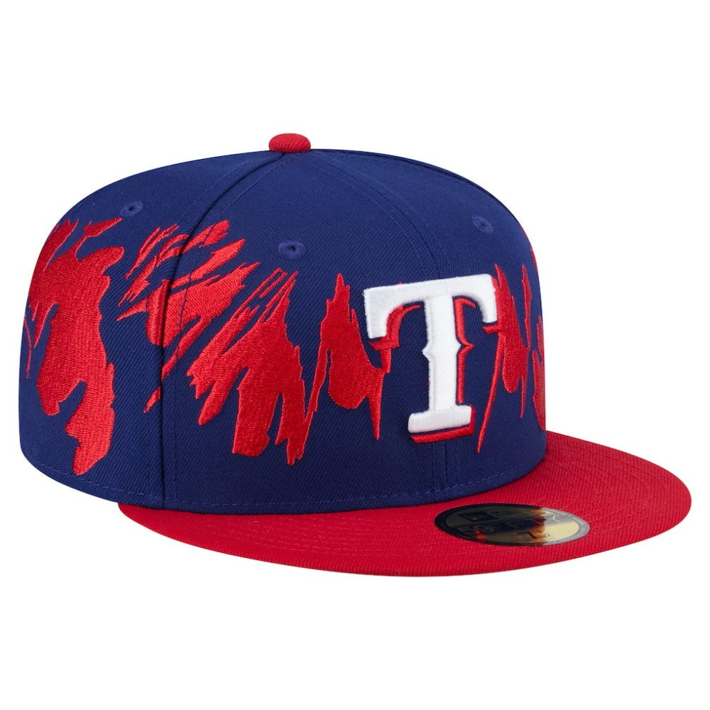 Texas Rangers New Era Retro Pattern 59FIFTY Fitted Hat - Royal/Red Hats