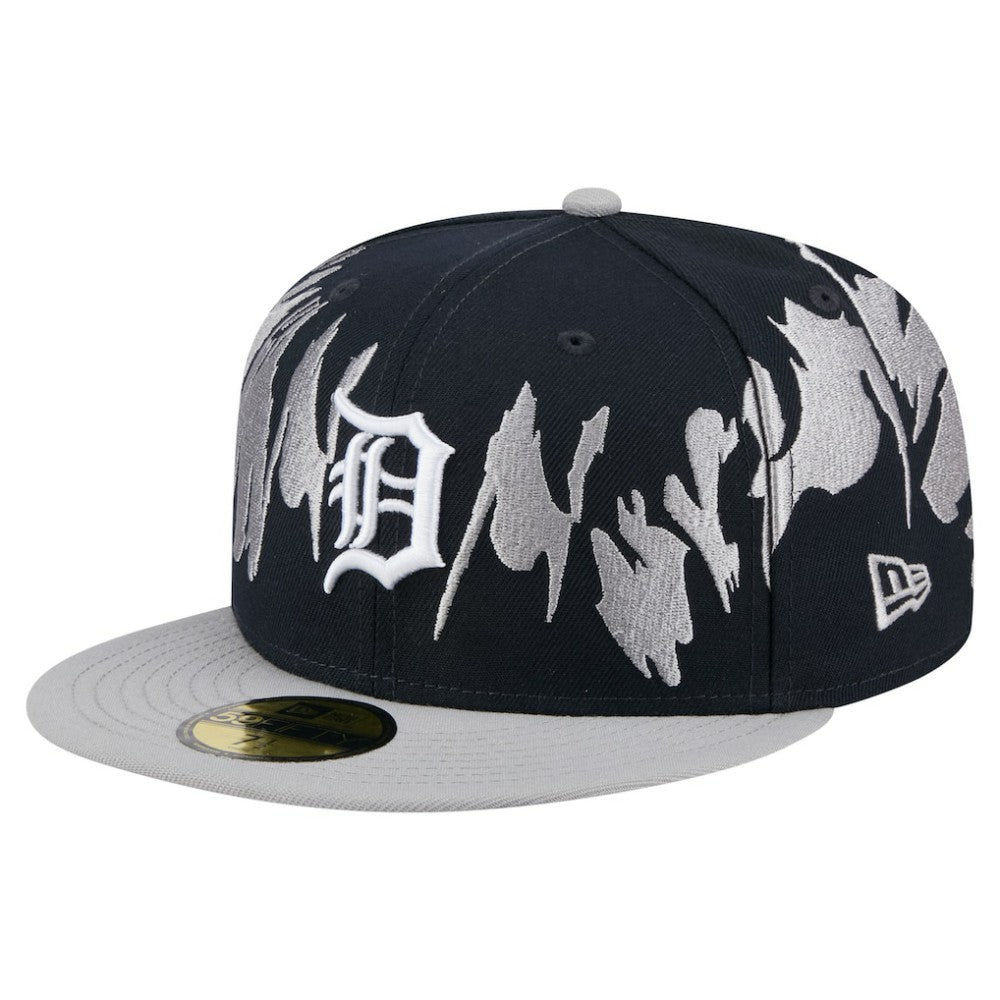 Detroit Tigers New Era Retro Pattern 59FIFTY Fitted Hat - Navy/Gray Hats