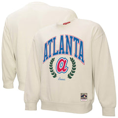 Atlanta Braves Mitchell & Ness Women's Cooperstown Collection Laurel Pullover Sweatshirt - Cream Pullover