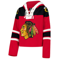 Chicago Blackhawks '47 Women's Cropped Superior Lacer Pullover Hoodie - Red | US 202318475