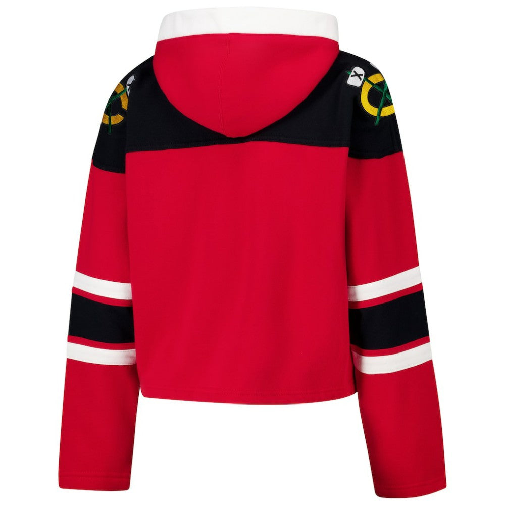 Chicago Blackhawks '47 Women's Cropped Superior Lacer Pullover Hoodie - Red | US 202318475