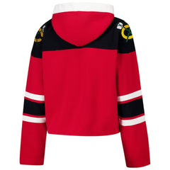 Chicago Blackhawks '47 Women's Cropped Superior Lacer Pullover Hoodie - Red | US 202318475