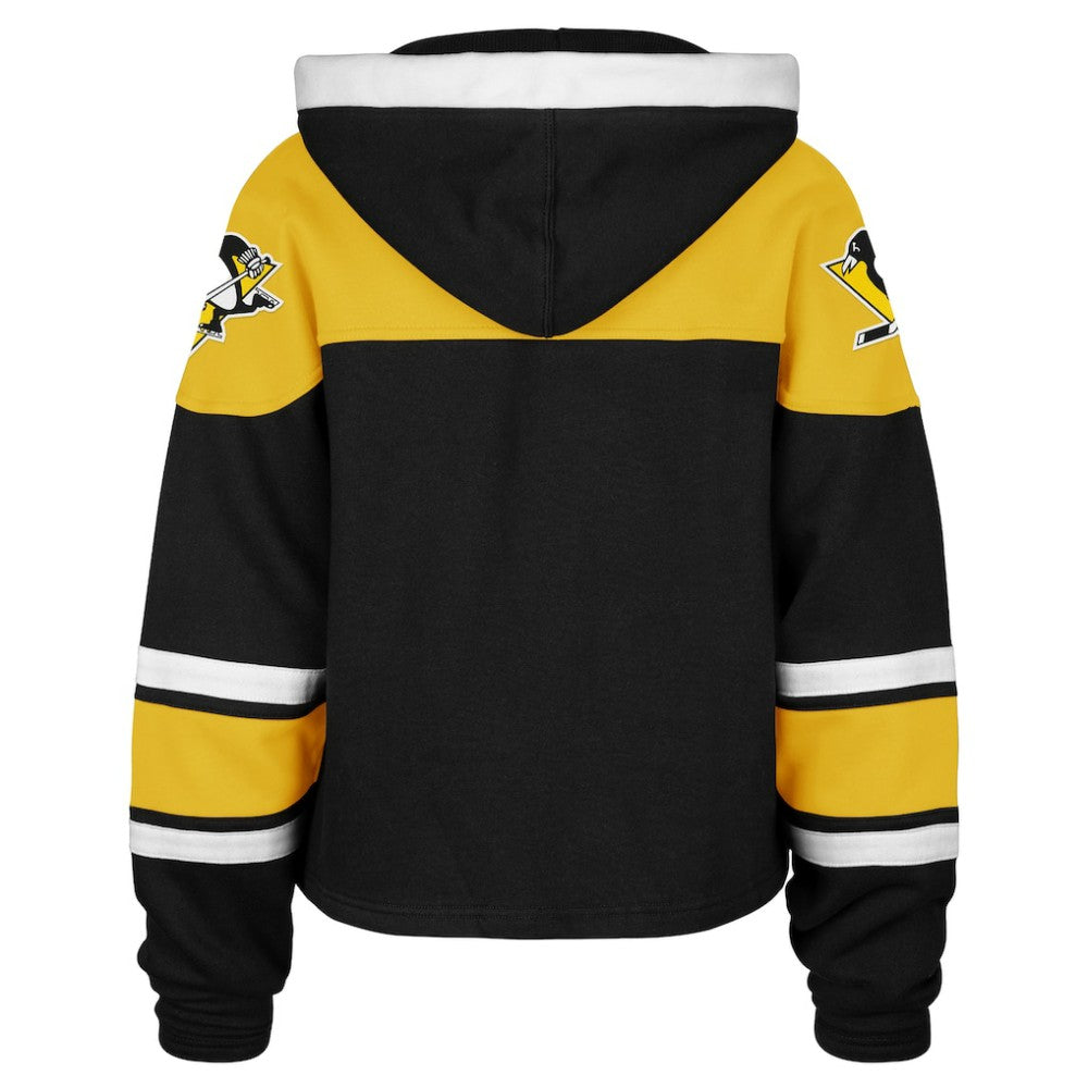 Pittsburgh Penguins '47 Women's Cropped Superior Lacer Pullover Hoodie - Black | US 202318477