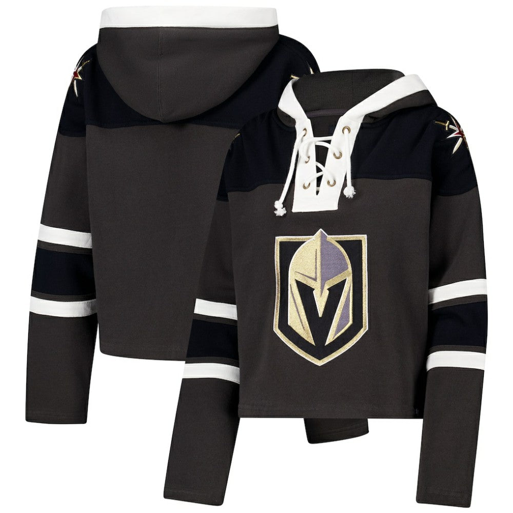 Vegas Golden Knights '47 Women's Cropped Superior Lacer Pullover Hoodie - Charcoal | US 202318478