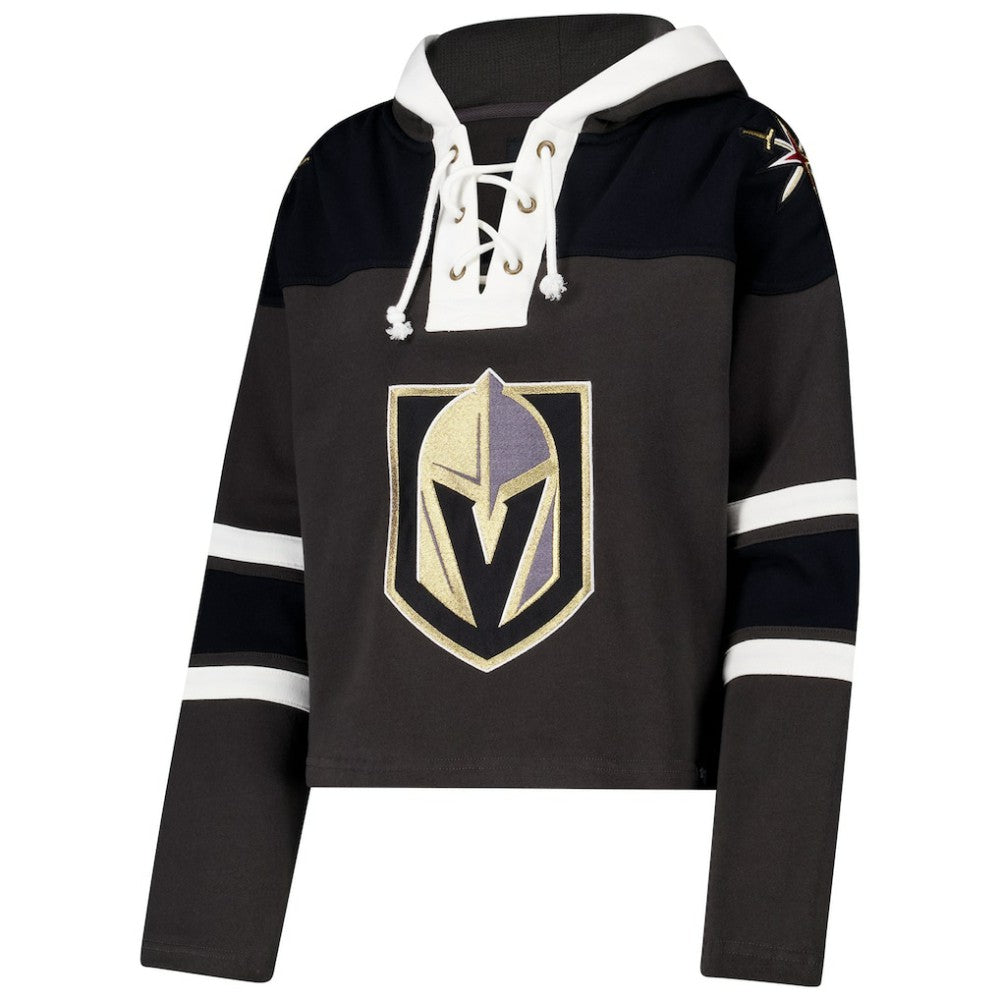 Vegas Golden Knights '47 Women's Cropped Superior Lacer Pullover Hoodie - Charcoal | US 202318478