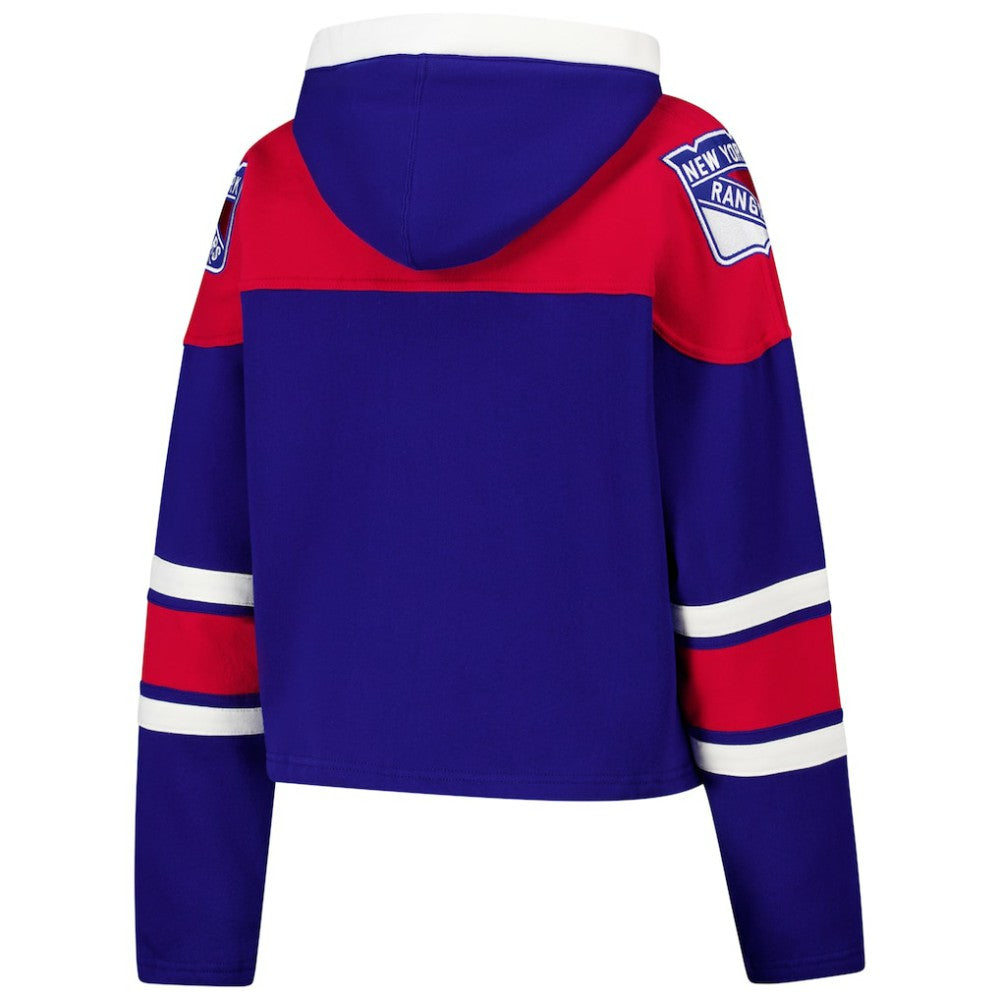 New York Rangers '47 Women's Cropped Superior Lacer Pullover Hoodie - Blue | US 202318480