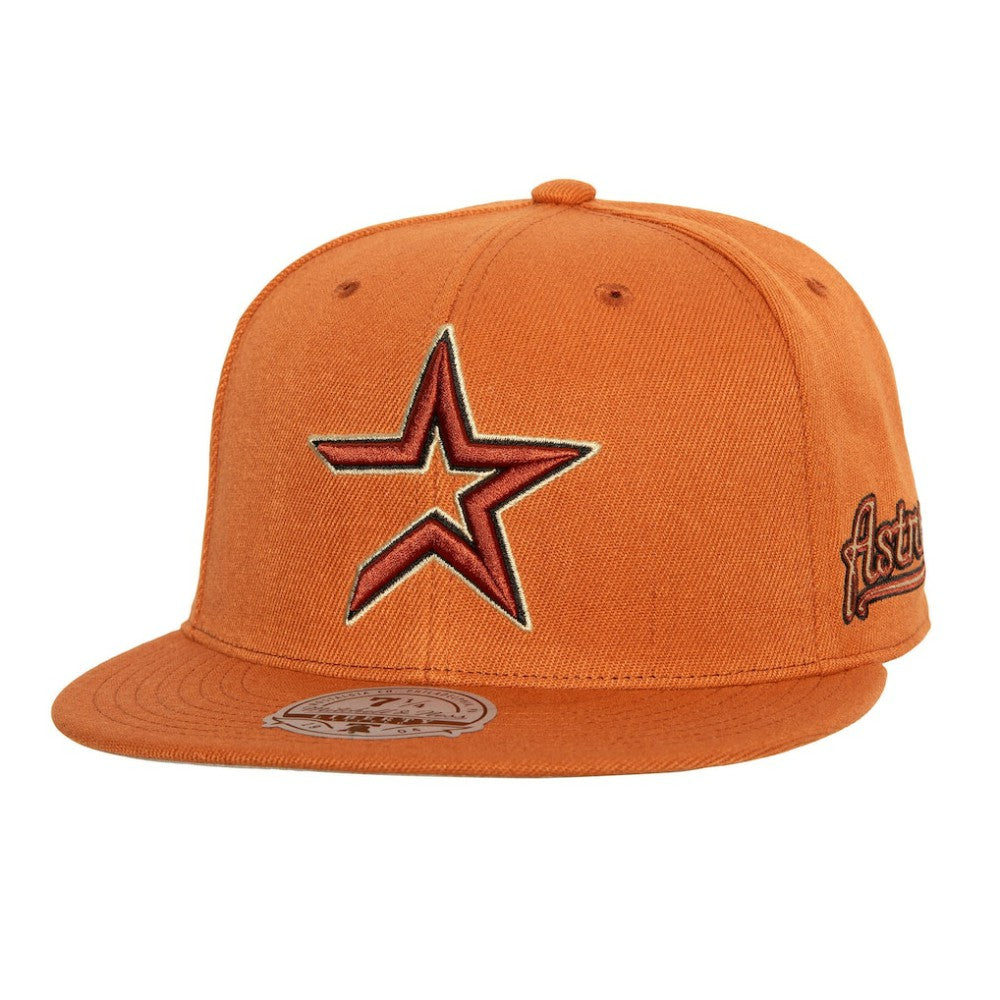 Houston Astros Mitchell & Ness Cooperstown Collection Fitted Hat - Orange Hats