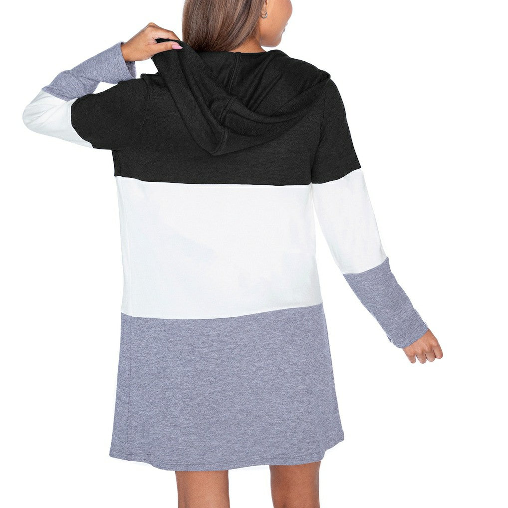 Washington Commanders Gameday Couture Women's Tri-Blend Color Block Lightweight Cardigan Hoodie - Black Hoodies