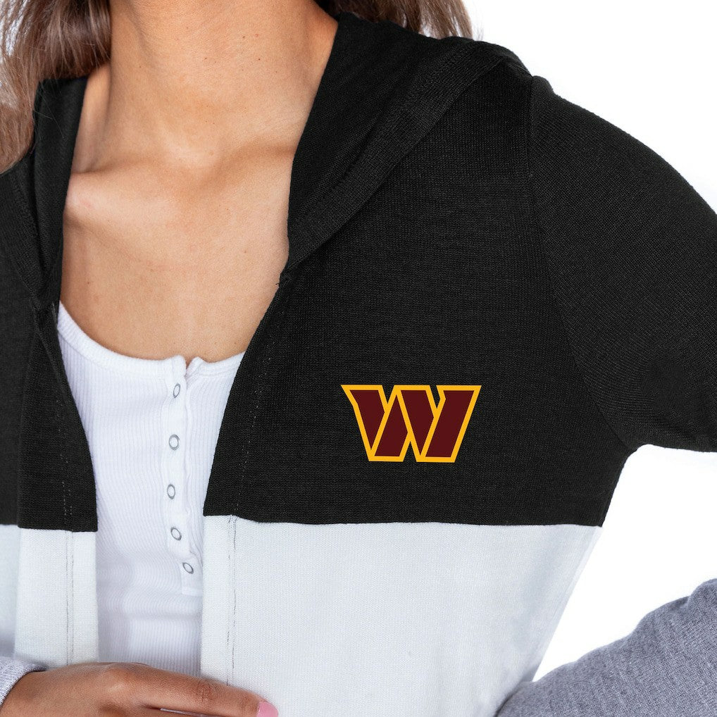 Washington Commanders Gameday Couture Women's Tri-Blend Color Block Lightweight Cardigan Hoodie - Black Hoodies