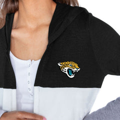 Jacksonville Jaguars Gameday Couture Women's Tri-Blend Color Block Lightweight Cardigan Hoodie - Black Hoodies