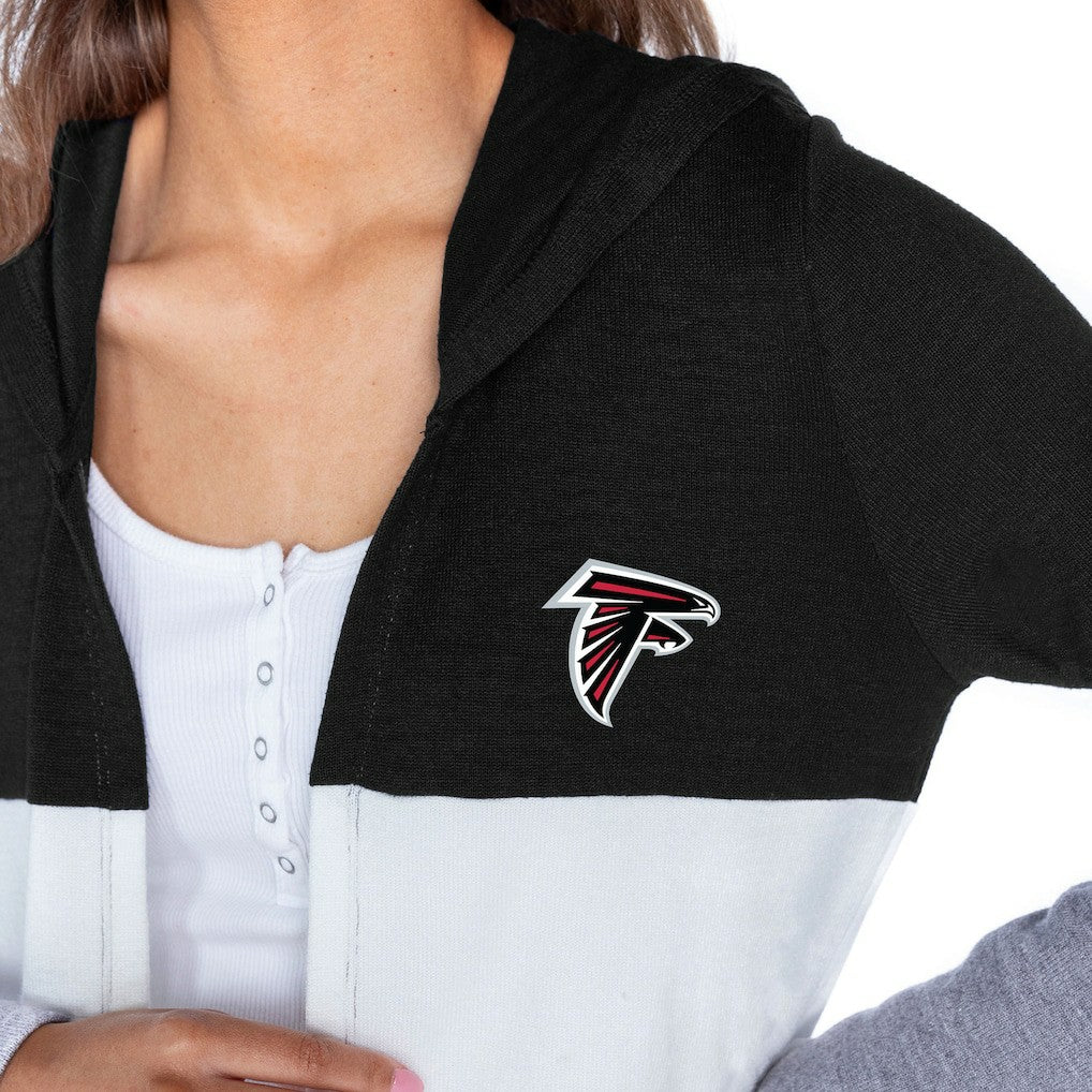 Atlanta Falcons Gameday Couture Women's Tri-Blend Color Block Lightweight Cardigan Hoodie - Black Hoodies