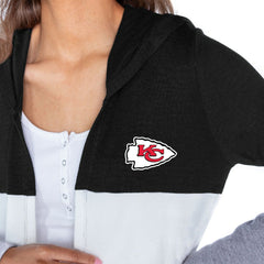 Kansas City Chiefs Gameday Couture Women's Tri-Blend Color Block Lightweight Cardigan Hoodie - Black Hoodies
