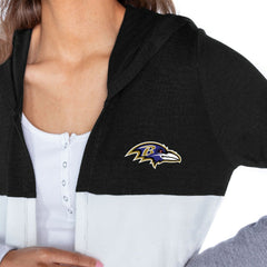 Baltimore Ravens Gameday Couture Women's Tri-Blend Color Block Lightweight Cardigan Hoodie - Black Hoodies