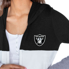 Las Vegas Raiders Gameday Couture Women's Tri-Blend Color Block Lightweight Cardigan Hoodie - Black Hoodies