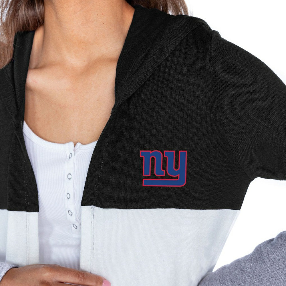 New York Giants Gameday Couture Women's Tri-Blend Color Block Lightweight Cardigan Hoodie - Black Hoodies