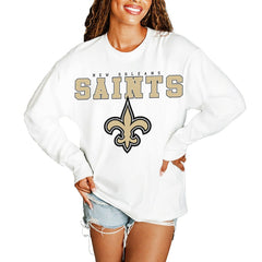 New Orleans Saints Gameday Couture Women's Big Goals Oversized Long Sleeve T-Shirt - White T-shirts