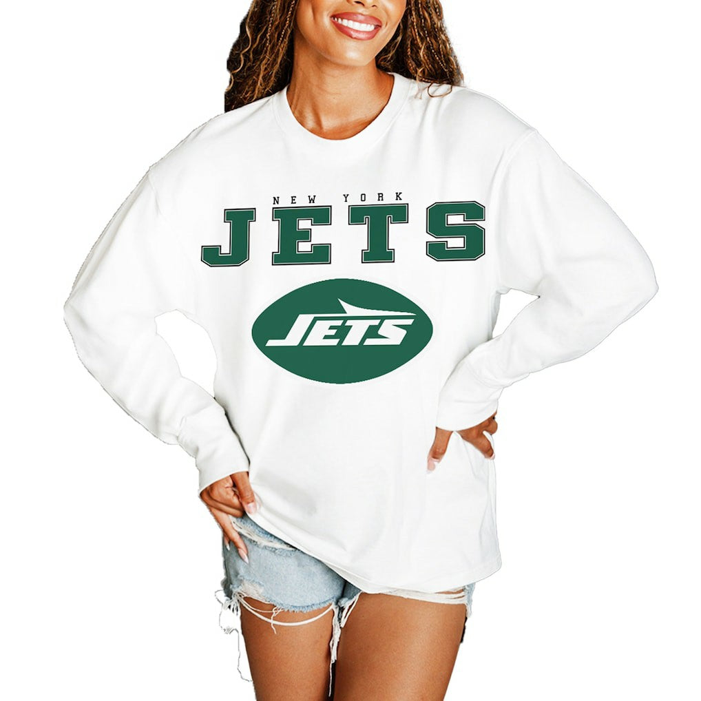New York Jets Gameday Couture Women's Big Goals Oversized Long Sleeve T-Shirt - White T-shirts
