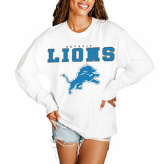 Detroit Lions Gameday Couture Women's Big Goals Oversized Long Sleeve T-Shirt - White T-shirts