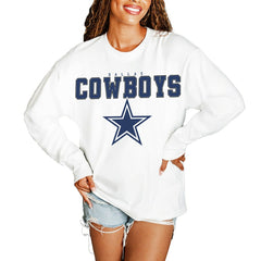 Dallas Cowboys Gameday Couture Women's Big Goals Oversized Long Sleeve T-Shirt - White T-shirts