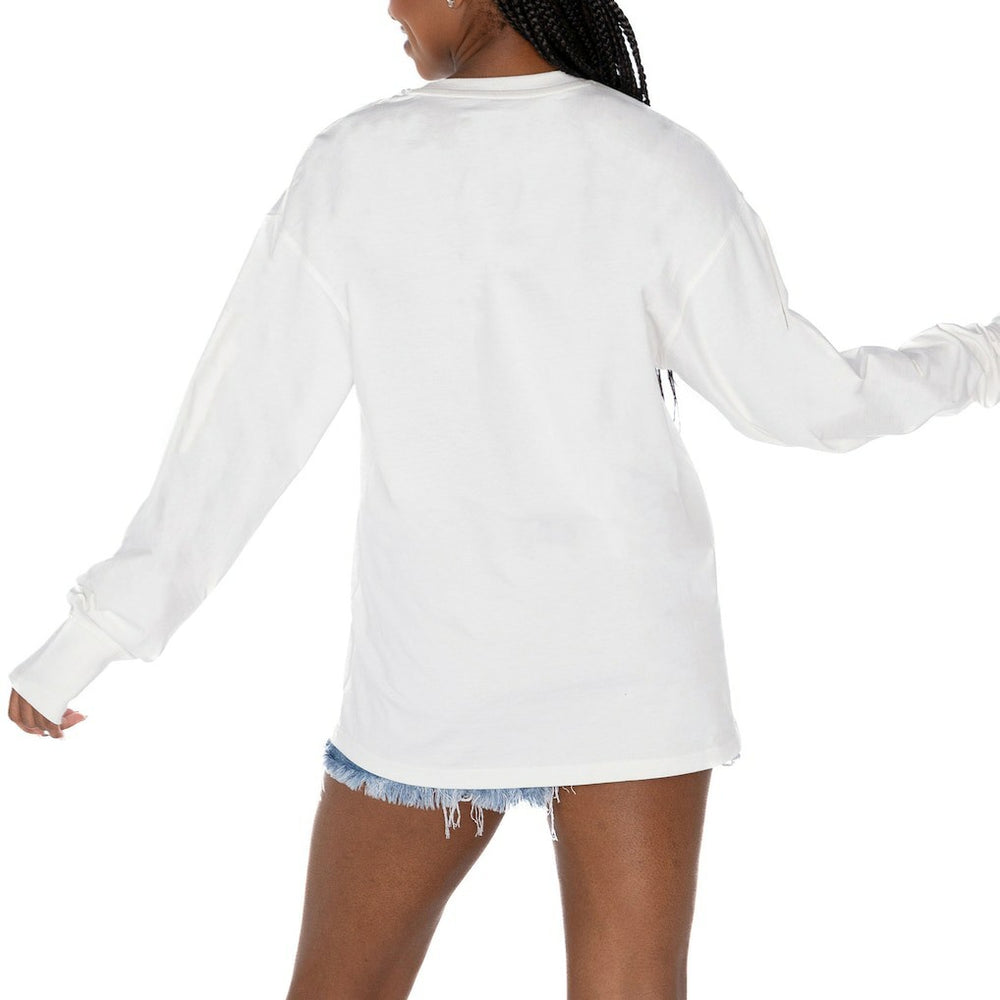 Cincinnati Bengals Gameday Couture Women's Time Out Oversized Long Sleeve T-Shirt - White T-shirts