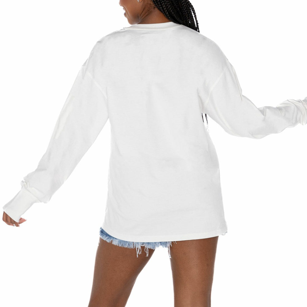 Denver Broncos Gameday Couture Women's Time Out Oversized Long Sleeve T-Shirt - White T-shirts