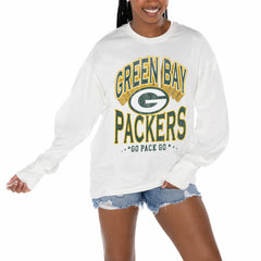 Green Bay Packers Gameday Couture Women's Time Out Oversized Long Sleeve T-Shirt - White T-shirts