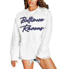 Baltimore Ravens Gameday Couture Women's Classic Comeback Oversized Long Sleeve T-Shirt - White T-shirts