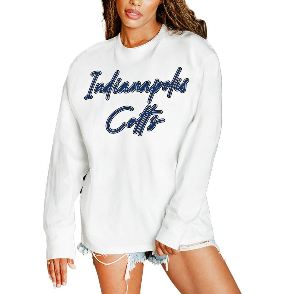 Indianapolis Colts Gameday Couture Women's Classic Comeback Oversized Long Sleeve T-Shirt - White T-shirts