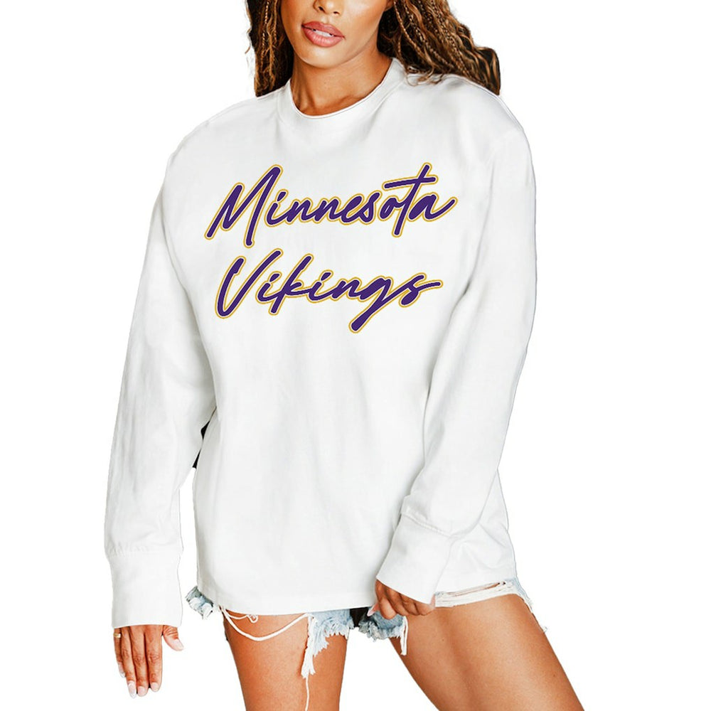 Minnesota Vikings Gameday Couture Women's Classic Comeback Oversized Long Sleeve T-Shirt - White T-shirts
