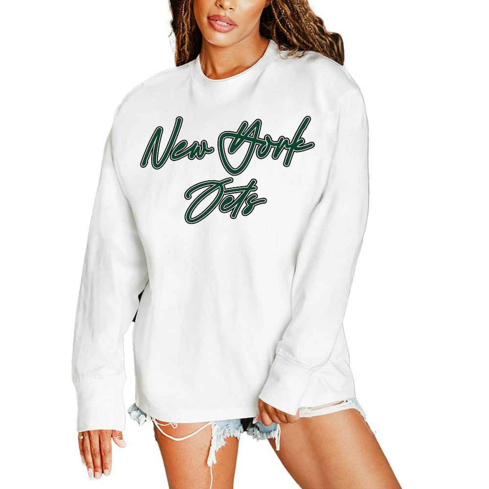 New York Jets Gameday Couture Women's Classic Comeback Oversized Long Sleeve T-Shirt - White T-shirts