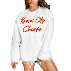 Kansas City Chiefs Gameday Couture Women's Classic Comeback Oversized Long Sleeve T-Shirt - White T-shirts